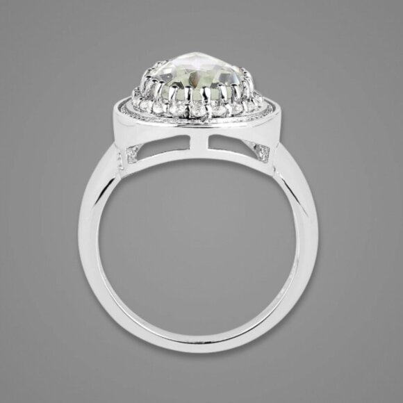 3 Carat Amethyst Teardrop Topaz Ring Pear Round Cut Rhodium Sterling Silver NWT - Picture 3 of 17